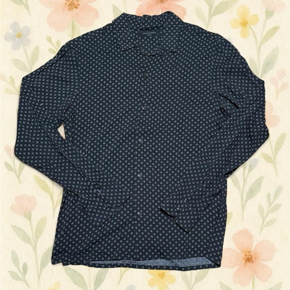 All Saints Other - AllSaints Spadille LS Shirt Men’s XS Black White Spade Print Button Front